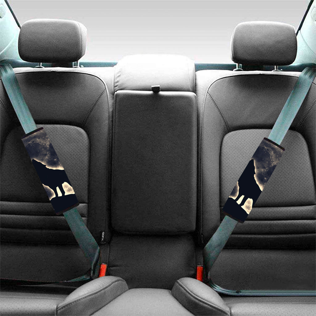 Full Moon Howling Wolf Print Car Seat Belt Covers