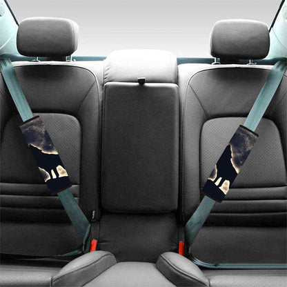 Full Moon Howling Wolf Print Car Seat Belt Covers
