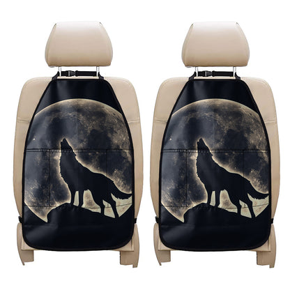 Full Moon Howling Wolf Print Car Seat Organizers