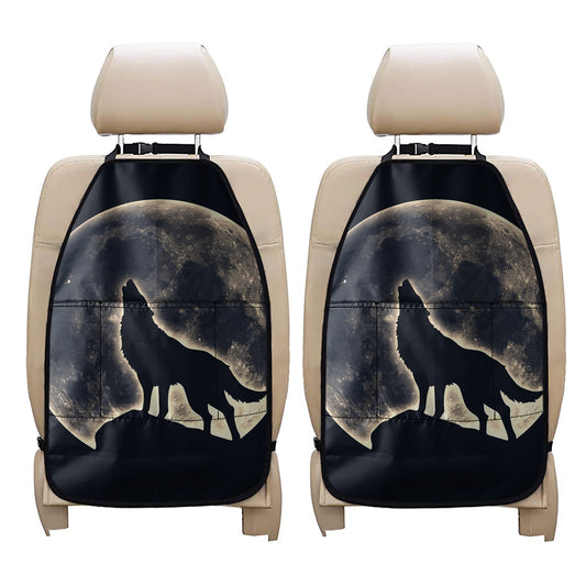 Full Moon Howling Wolf Print Car Seat Organizers