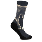 Full Moon Howling Wolf Print Crew Socks