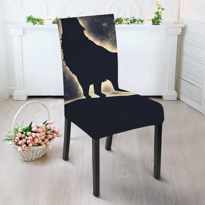 Full Moon Howling Wolf Print Dining Chair Slipcover