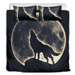 Full Moon Howling Wolf Print Duvet Cover Bedding Set