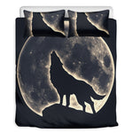 Full Moon Howling Wolf Print Duvet Cover Bedding Set