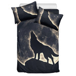 Full Moon Howling Wolf Print Duvet Cover Bedding Set