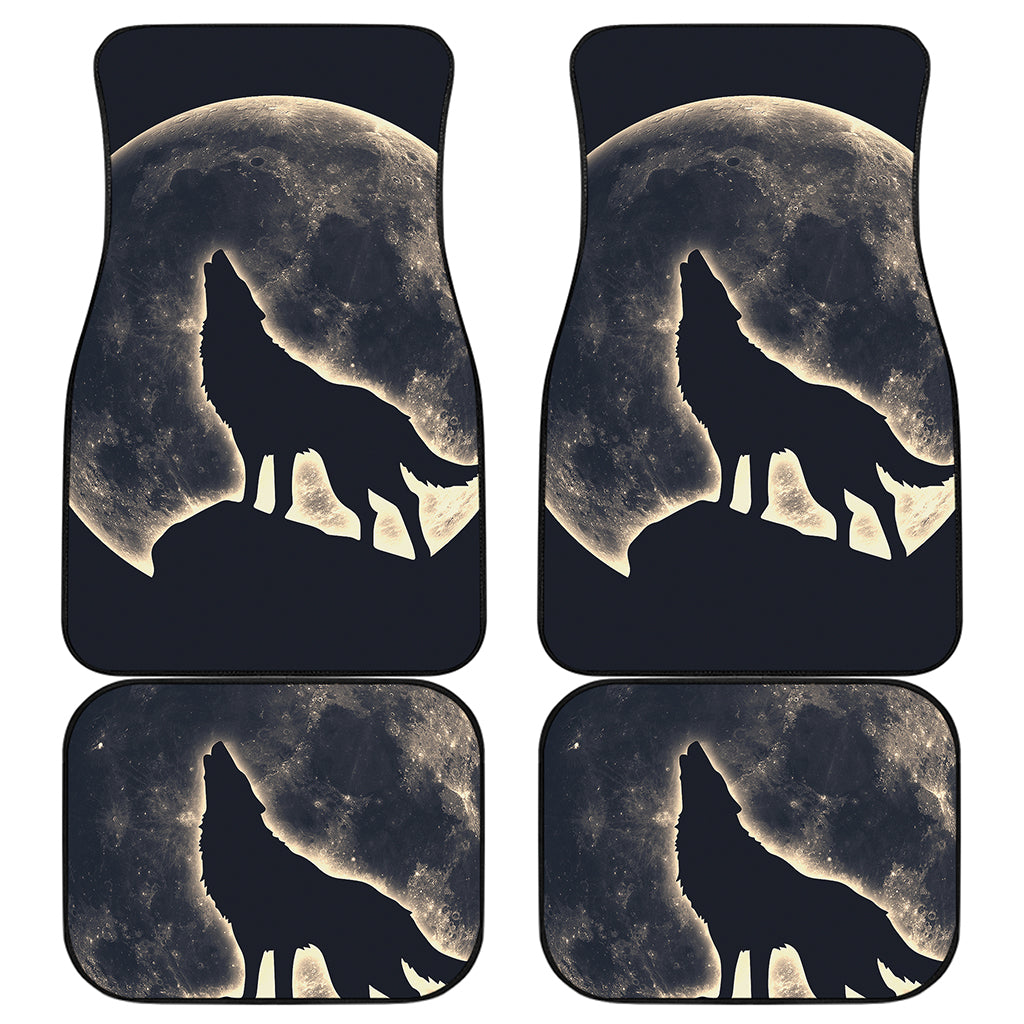 Full Moon Howling Wolf Print Front and Back Car Floor Mats