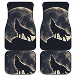 Full Moon Howling Wolf Print Front and Back Car Floor Mats