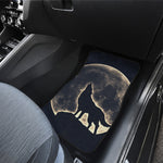 Full Moon Howling Wolf Print Front and Back Car Floor Mats