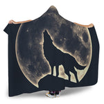 Full Moon Howling Wolf Print Hooded Blanket
