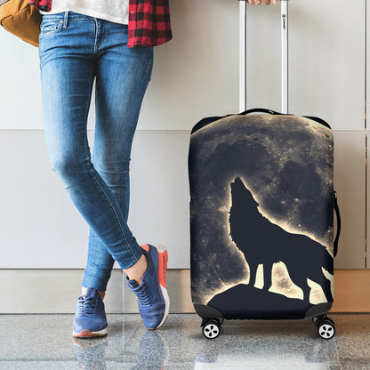 Full Moon Howling Wolf Print Luggage Cover