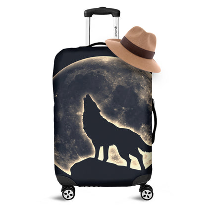Full Moon Howling Wolf Print Luggage Cover
