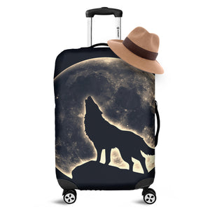 Full Moon Howling Wolf Print Luggage Cover