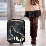 Full Moon Howling Wolf Print Luggage Cover