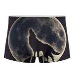 Full Moon Howling Wolf Print Men's Boxer Briefs