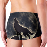 Full Moon Howling Wolf Print Men's Boxer Briefs