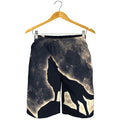 Full Moon Howling Wolf Print Men's Shorts