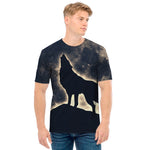 Full Moon Howling Wolf Print Men's T-Shirt