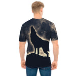 Full Moon Howling Wolf Print Men's T-Shirt