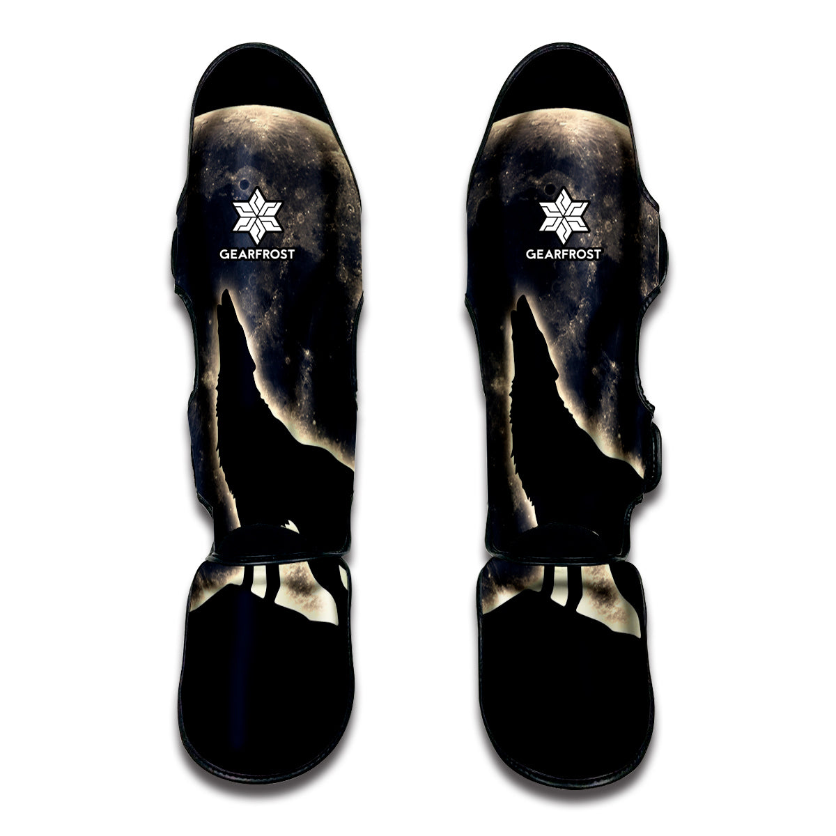 Full Moon Howling Wolf Print Muay Thai Shin Guard