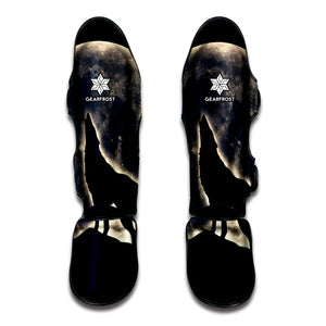 Full Moon Howling Wolf Print Muay Thai Shin Guard