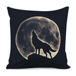 Full Moon Howling Wolf Print Pillow Cover
