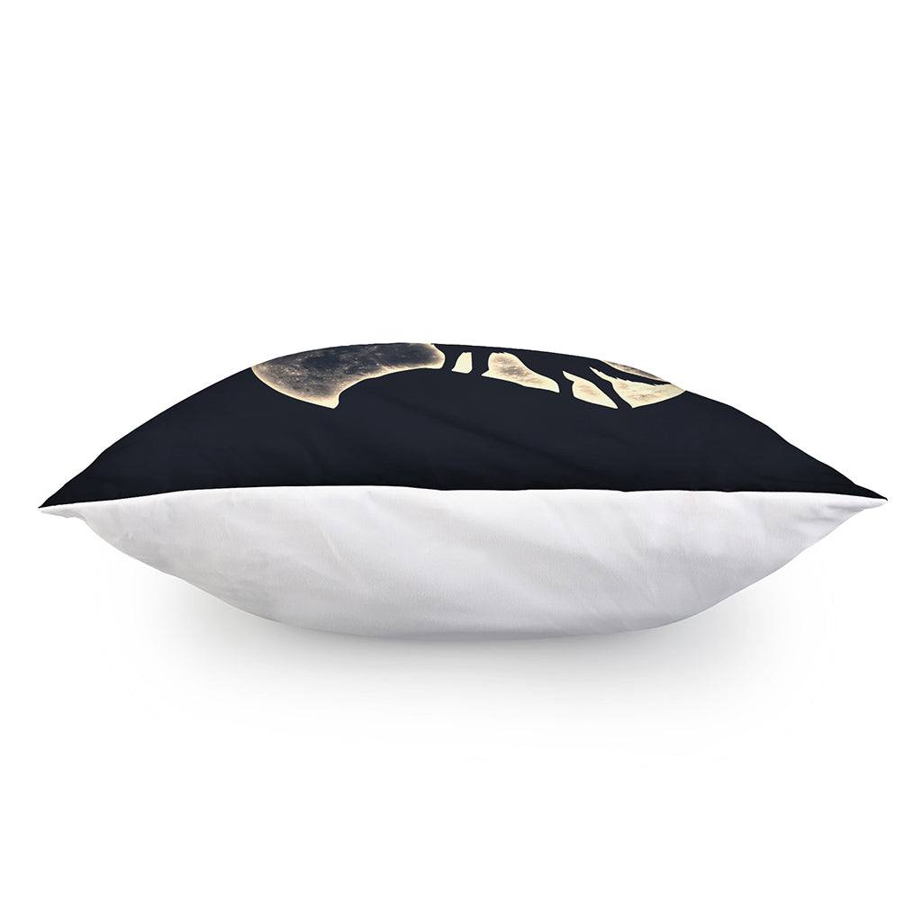 Full Moon Howling Wolf Print Pillow Cover