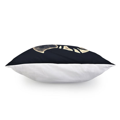 Full Moon Howling Wolf Print Pillow Cover