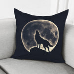 Full Moon Howling Wolf Print Pillow Cover