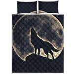 Full Moon Howling Wolf Print Quilt Bed Set