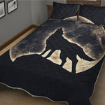 Full Moon Howling Wolf Print Quilt Bed Set