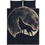 Full Moon Howling Wolf Print Quilt Bed Set