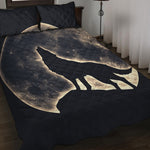 Full Moon Howling Wolf Print Quilt Bed Set