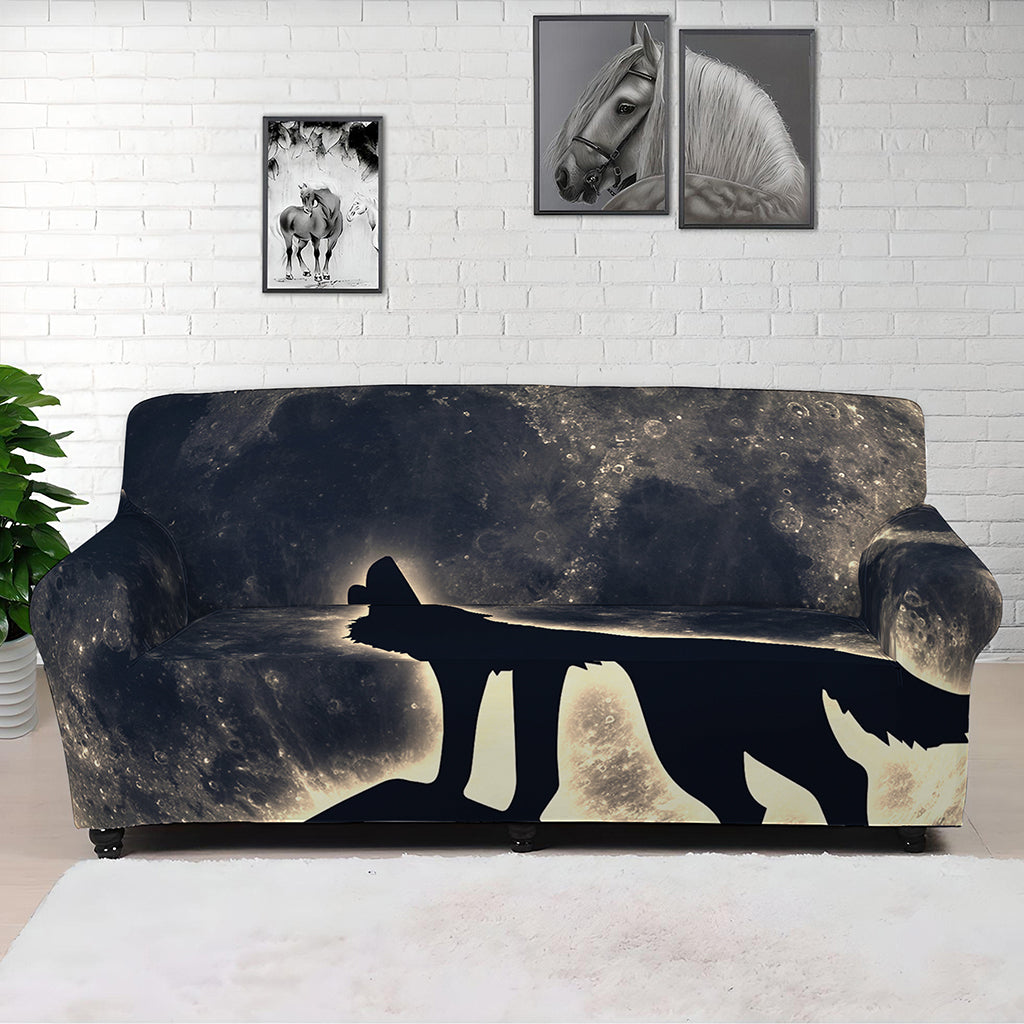 Full Moon Howling Wolf Print Sofa Cover