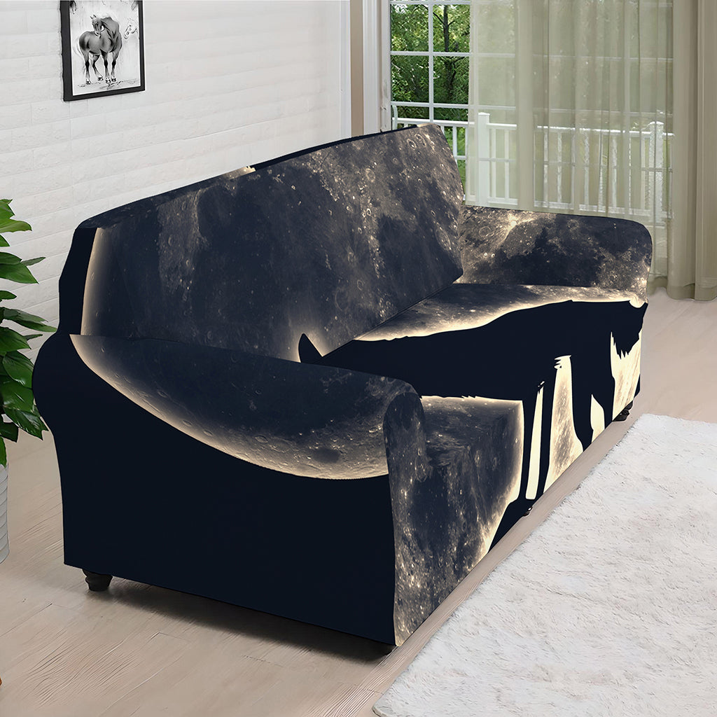 Full Moon Howling Wolf Print Sofa Cover