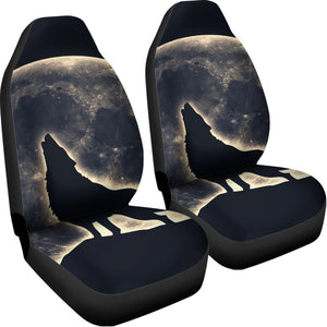 Full Moon Howling Wolf Print Universal Fit Car Seat Covers