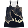 Full Moon Howling Wolf Print Women's Racerback Tank Top