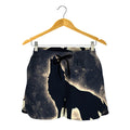 Full Moon Howling Wolf Print Women's Shorts
