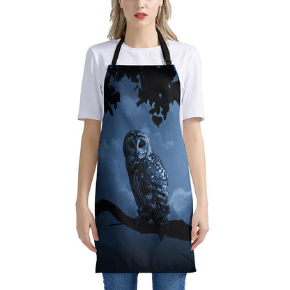 Full Moon Night Owl Print Apron