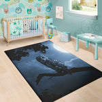 Full Moon Night Owl Print Area Rug