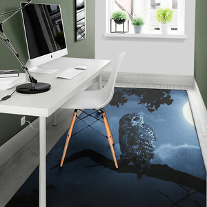 Full Moon Night Owl Print Area Rug