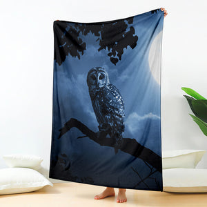 Full Moon Night Owl Print Blanket