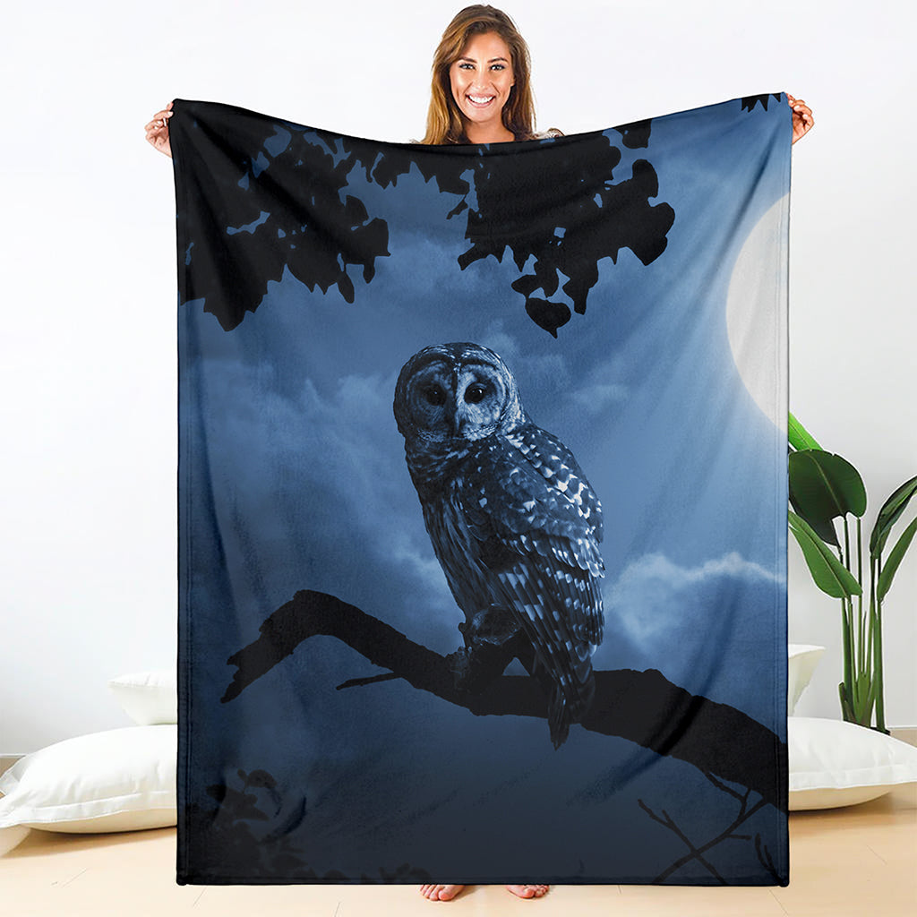 Full Moon Night Owl Print Blanket