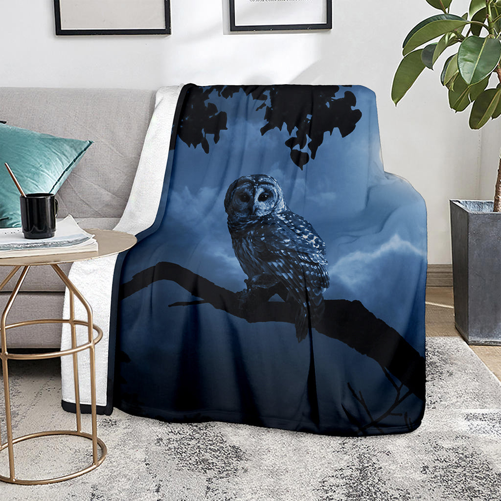 Full Moon Night Owl Print Blanket