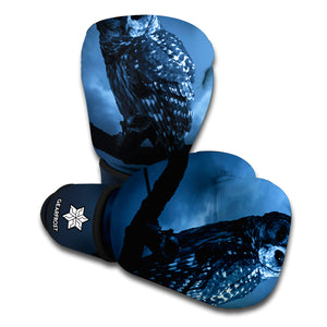 Full Moon Night Owl Print Boxing Gloves