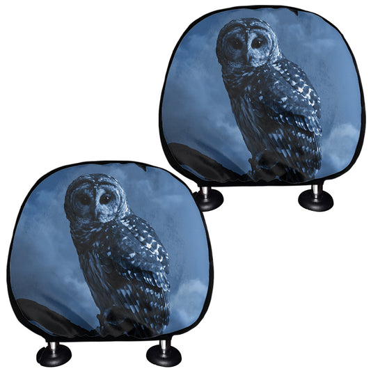 Full Moon Night Owl Print Car Headrest Covers