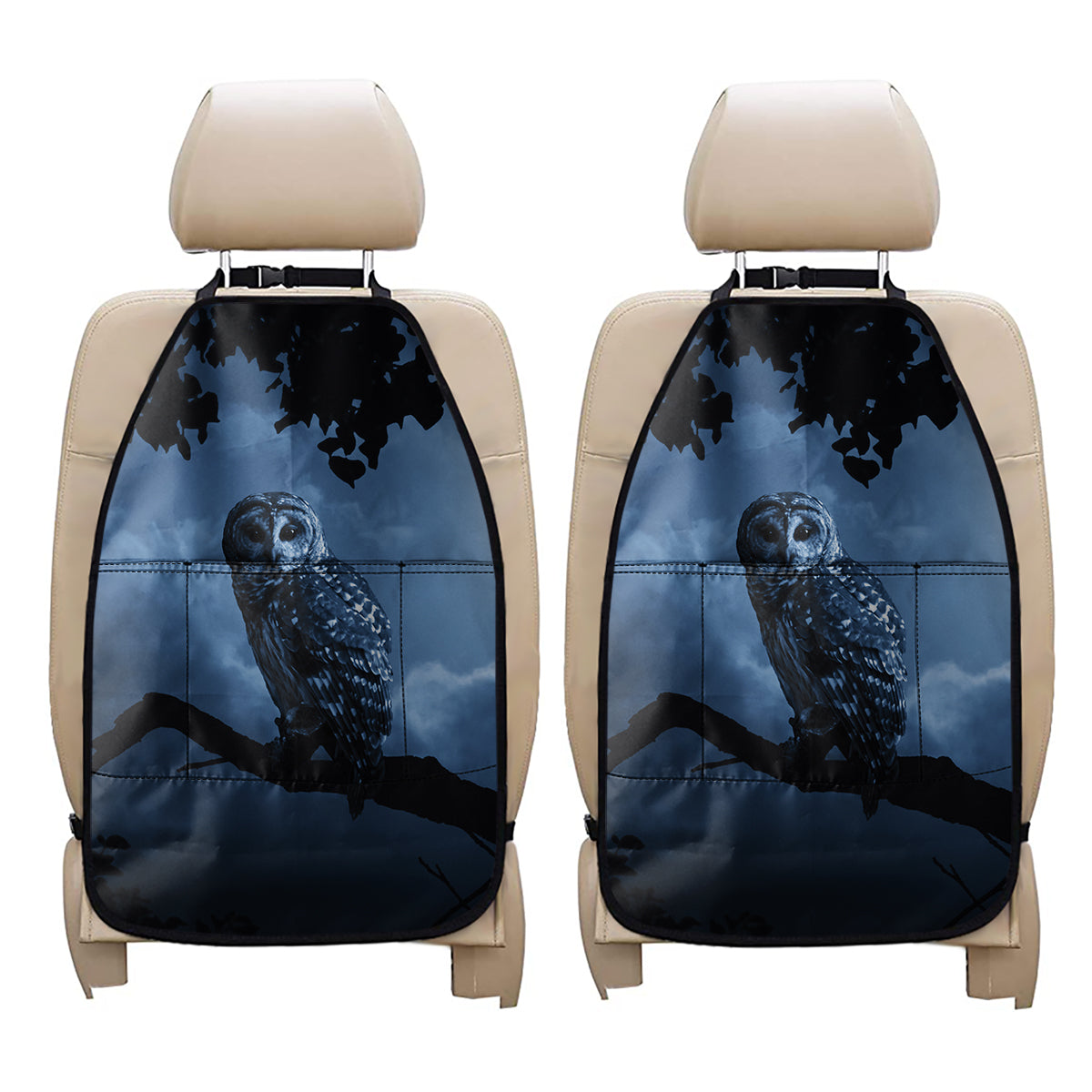 Full Moon Night Owl Print Car Seat Organizers