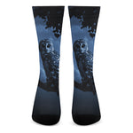 Full Moon Night Owl Print Crew Socks