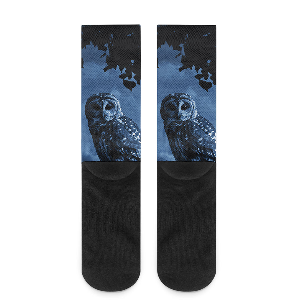 Full Moon Night Owl Print Crew Socks