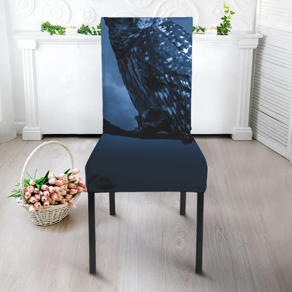 Full Moon Night Owl Print Dining Chair Slipcover