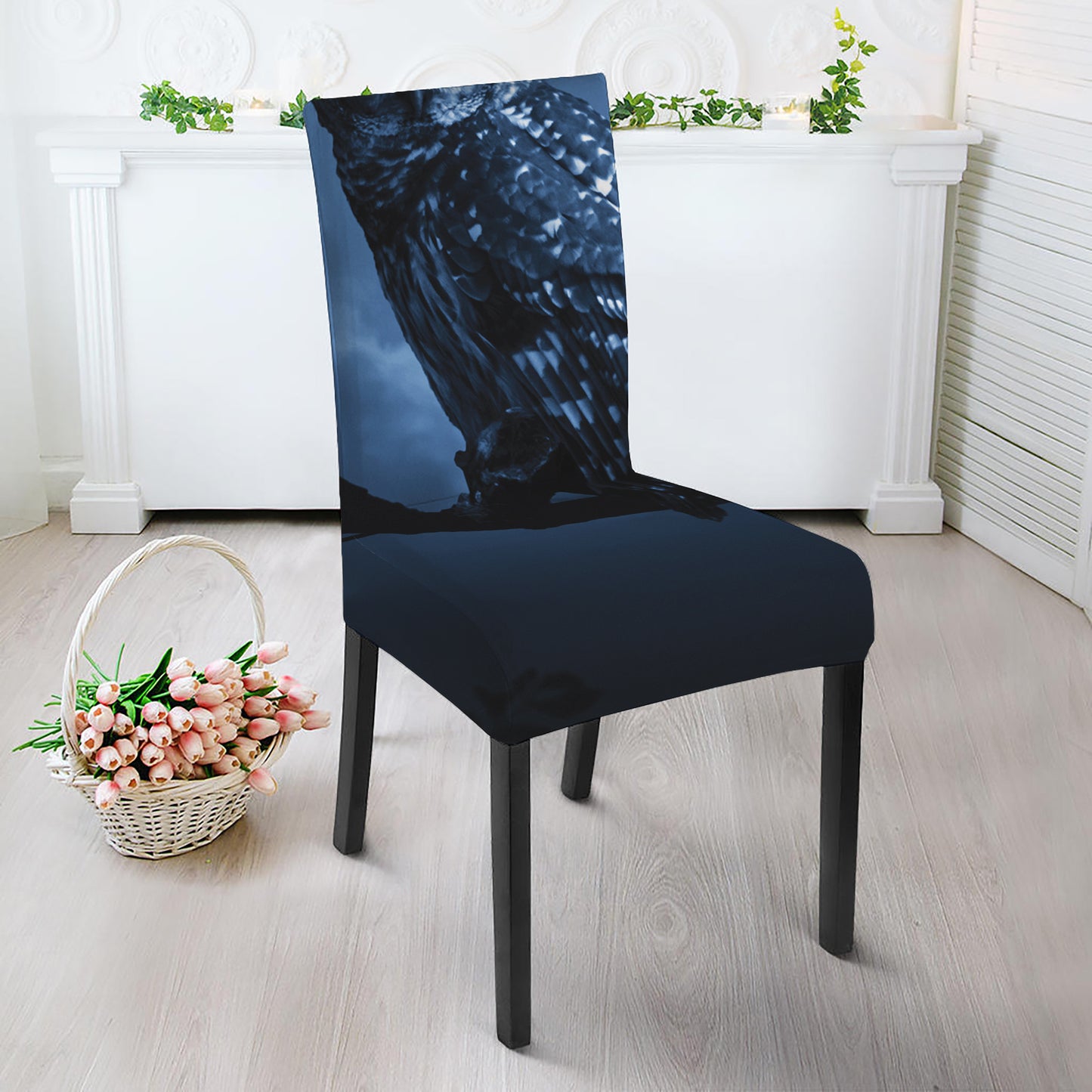 Full Moon Night Owl Print Dining Chair Slipcover